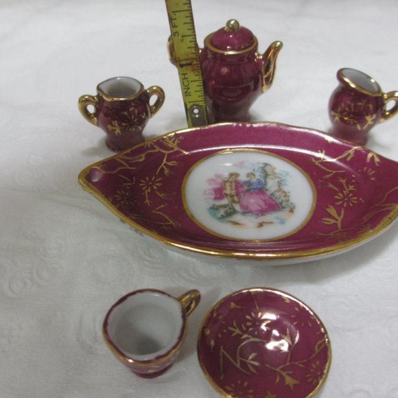 Small ceramic doll's tea coffee set 7 pc. Vintage - Picture 7 of 13